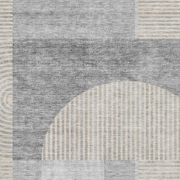 HomeRoots 10' Silver and Gray Geometric Washable Area Rug with UV Protection - Modern, Durable, Easy-Care Design 657281