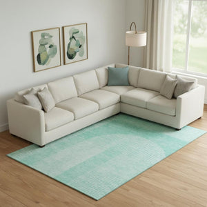 HomeRoots 10' X 14' Teal and Ivory Geometric Area Rug - Durable, Stain-Resistant with UV Protection for Homes 657287