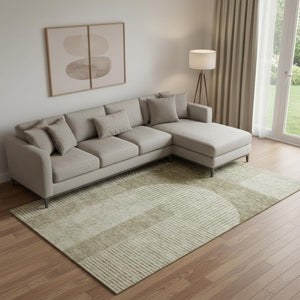 HomeRoots 8' X 10' Modern Taupe and Ivory Geometric Area Rug - Washable, Durable, UV Protected for High-Traffic Areas 657291