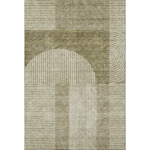 HomeRoots 8' X 10' Modern Taupe and Ivory Geometric Area Rug - Washable, Durable, UV Protected for High-Traffic Areas 657291