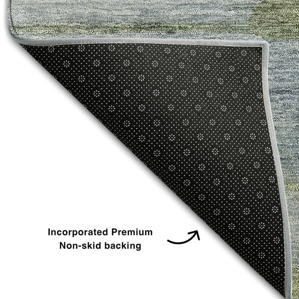HomeRoots 9' X 12' Elegant Blue Ivory Gold Floral Washable Area Rug - Durable, Stain-Resistant, UV Protected 657298