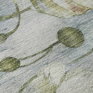 HomeRoots 10' X 14' Blue Ivory Gold Floral Area Rug – Washable, UV Protected, Durable for Busy Homes & Kids 657299
