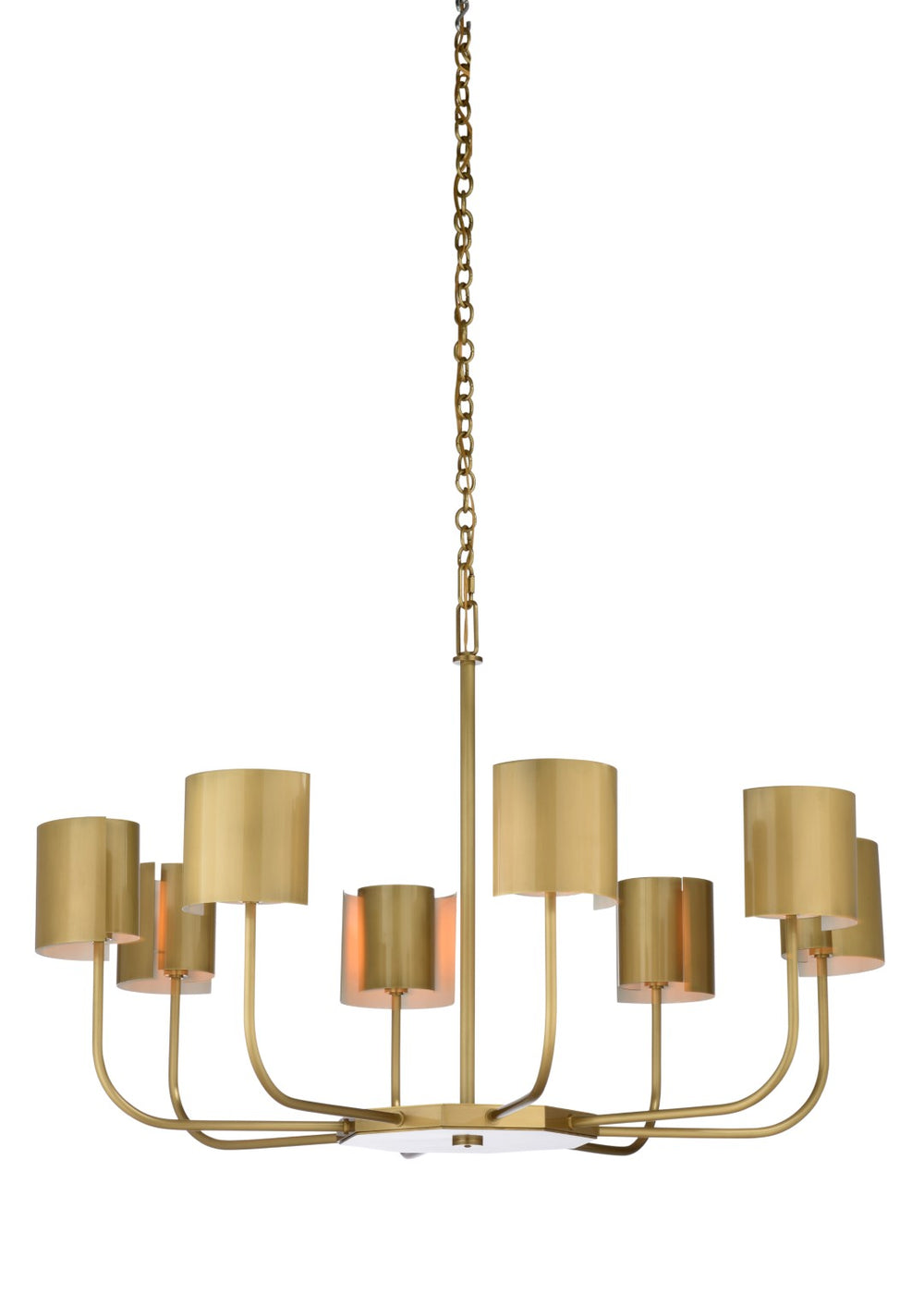 Wildwood Castle Yard Chandelier Antique Brass — 42" Modern Classic Pendant With Shaded Backlight, Glare-Free Glow 65731
