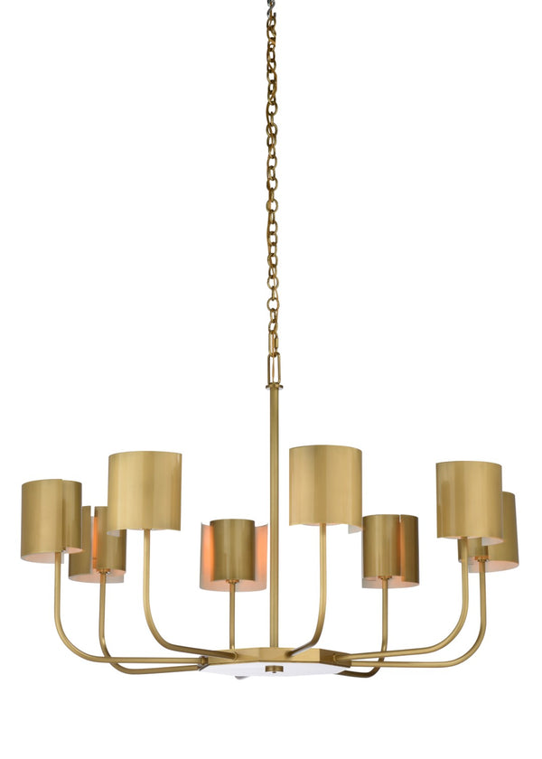 Wildwood Castle Yard Chandelier Antique Brass — 42" Modern Classic Pendant With Shaded Backlight, Glare-Free Glow 65731