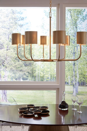 Wildwood Castle Yard Chandelier Antique Brass — 42" Modern Classic Pendant With Shaded Backlight, Glare-Free Glow 65731