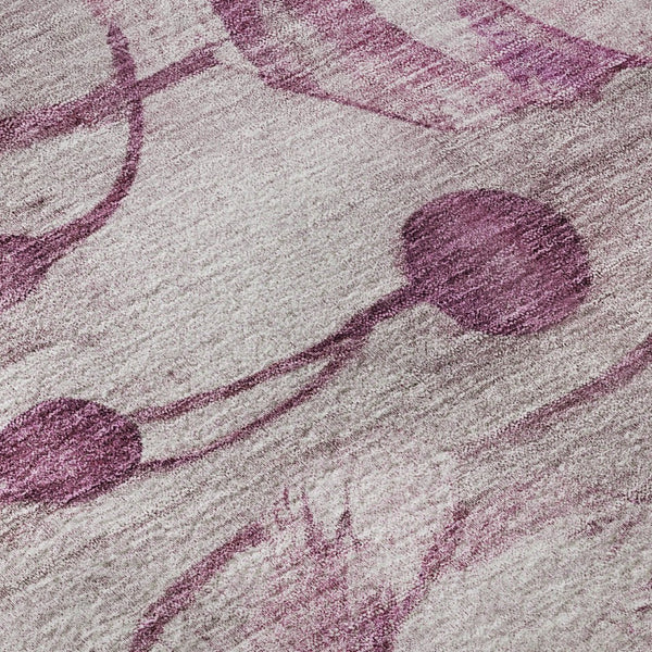 HomeRoots 9' X 12' Floral Area Rug in Plum & Ivory - Washable, UV-Protected, Stain-Resistant & Stylish Decor 657310
