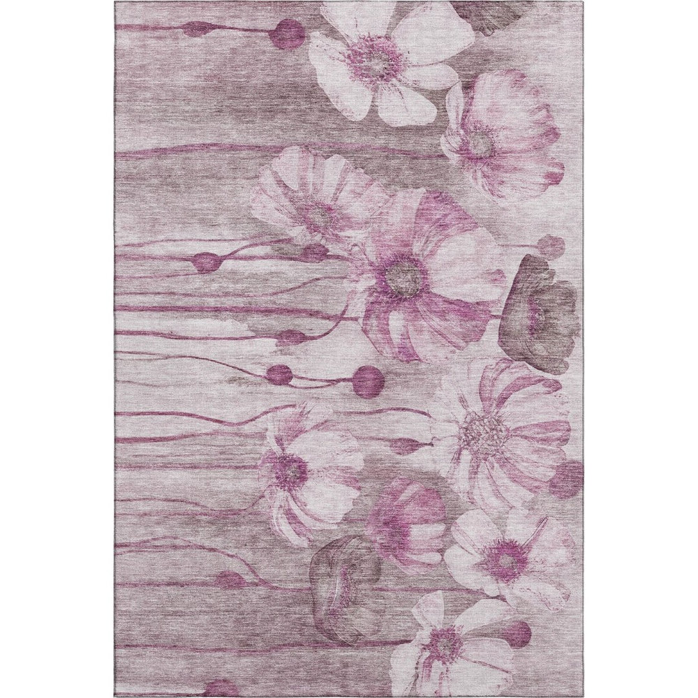 HomeRoots 10' X 14' Plum Floral Washable Area Rug with UV Protection - Durable, Stylish, Easy-Care Home Essential 657311
