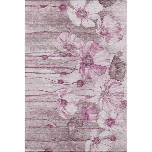 HomeRoots 10' X 14' Plum Floral Washable Area Rug with UV Protection - Durable, Stylish, Easy-Care Home Essential 657311
