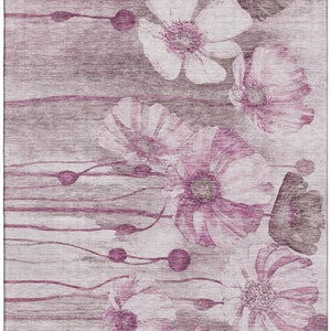 HomeRoots 10' X 14' Plum Floral Washable Area Rug with UV Protection - Durable, Stylish, Easy-Care Home Essential 657311