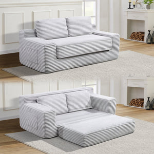 English Elm Corduroy Cloud Convertible Floor Sofa Foam Sleeper for Apartment Living Rooms Gray W3739P368460