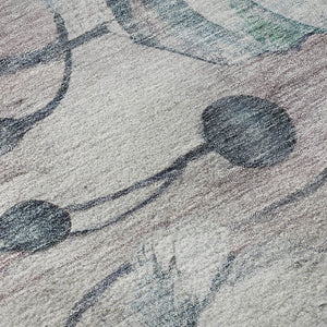 HomeRoots 9' X 12' Stylish Teal Mauve Ivory Floral Area Rug – Washable, UV Protected, Perfect for High-Traffic Areas 657328