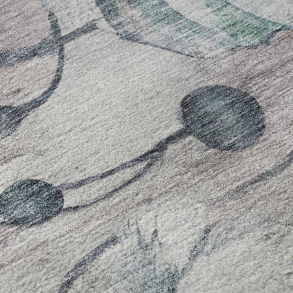 HomeRoots 9' X 12' Stylish Teal Mauve Ivory Floral Area Rug – Washable, UV Protected, Perfect for High-Traffic Areas 657328