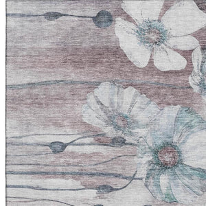 HomeRoots 10' X 14' Teal Mauve Ivory Floral Area Rug – Washable, UV Protected & Durable for Busy Homes 657329