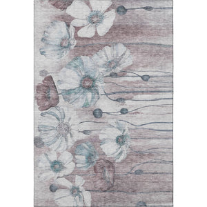 HomeRoots 10' X 14' Teal Mauve Ivory Floral Area Rug – Washable, UV Protected & Durable for Busy Homes 657329