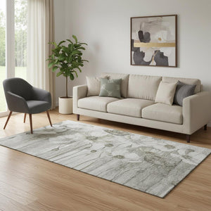 HomeRoots 5' X 8' Washable Taupe and Ivory Floral Area Rug with UV Protection - Soft, Durable, and Stylish! 657331