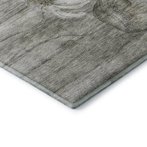 HomeRoots 8' X 10' Elegant Taupe & Ivory Floral Area Rug - Washable, UV-Protected, Stain-Resistant Design 657333