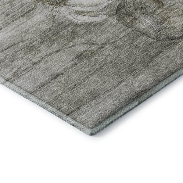 HomeRoots 8' X 10' Elegant Taupe & Ivory Floral Area Rug - Washable, UV-Protected, Stain-Resistant Design 657333