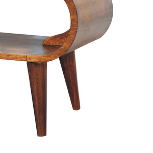 HomeRoots 35" Chestnut Solid Wood Coffee Table with Shelf - Elegant Design, Versatile Storage for Any Space 657336