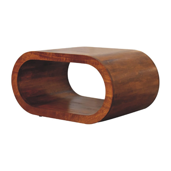HomeRoots 32" Chestnut Solid Wood Coffee Table with Lower Shelf – Stylish, Durable, and Perfect for Any Space! 657337