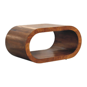 HomeRoots 32" Chestnut Solid Wood Coffee Table with Lower Shelf – Stylish, Durable, and Perfect for Any Space! 657337