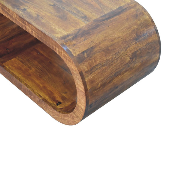 HomeRoots 32" Chestnut Solid Wood Coffee Table with Lower Shelf – Stylish, Durable, and Perfect for Any Space! 657337