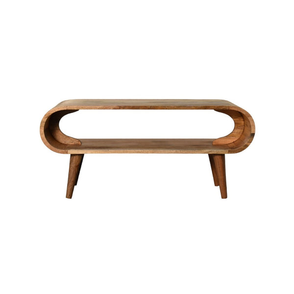 HomeRoots 35" Oak Solid Wood Coffee Table – Handcrafted Elegance with Shelf for Stylish Living Room Storage 657338