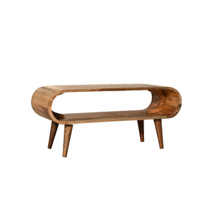 HomeRoots 35" Oak Solid Wood Coffee Table – Handcrafted Elegance with Shelf for Stylish Living Room Storage 657338
