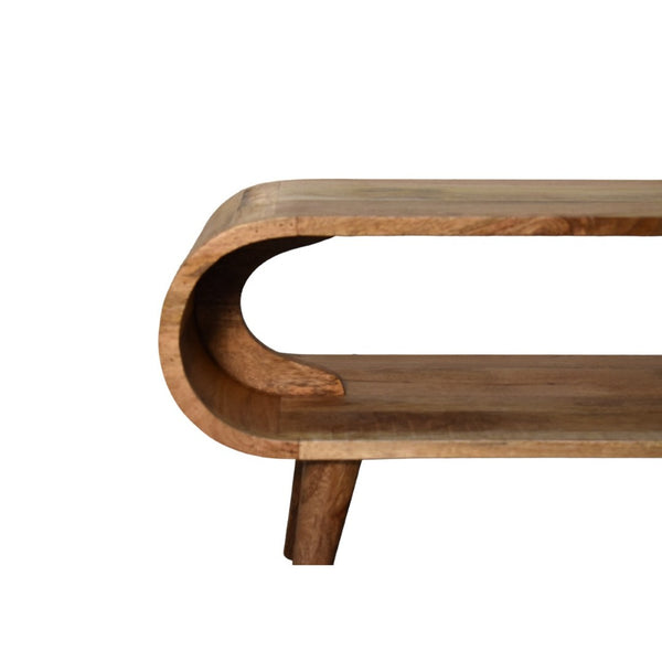 HomeRoots 35" Oak Solid Wood Coffee Table – Handcrafted Elegance with Shelf for Stylish Living Room Storage 657338