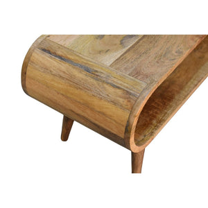 HomeRoots 35" Oak Solid Wood Coffee Table – Handcrafted Elegance with Shelf for Stylish Living Room Storage 657338