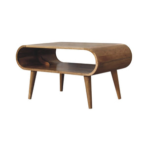 HomeRoots 32" Oak Solid Wood Coffee Table with Stylish Shelf - Handcrafted, Durable, Versatile for Any Room 657339