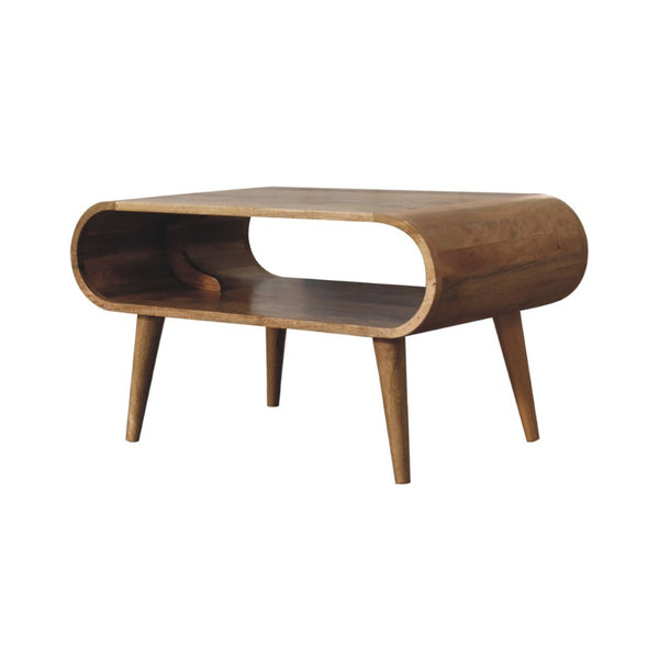 HomeRoots 32" Oak Solid Wood Coffee Table with Stylish Shelf - Handcrafted, Durable, Versatile for Any Room 657339