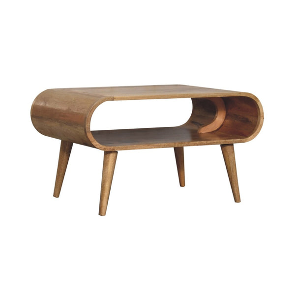 HomeRoots 32" Oak Solid Wood Coffee Table with Stylish Shelf - Handcrafted, Durable, Versatile for Any Room 657339