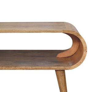 HomeRoots 32" Oak Solid Wood Coffee Table with Stylish Shelf - Handcrafted, Durable, Versatile for Any Room 657339