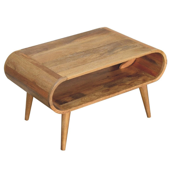 HomeRoots 32" Oak Solid Wood Coffee Table with Stylish Shelf - Handcrafted, Durable, Versatile for Any Room 657339