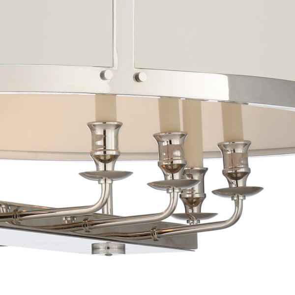 Wildwood High Oval Chandelier – Polished Nickel 8-Light Oval Fixture With Removable Paintable Panels, 38" Wide 65734