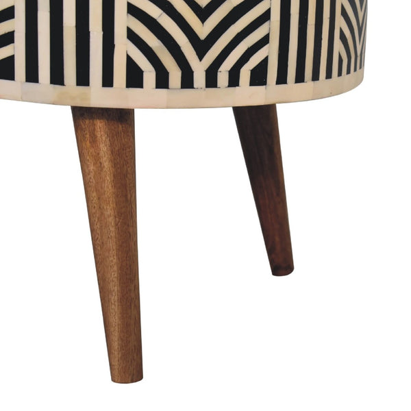 HomeRoots 32" Elegant Black Bone & Oak Solid Wood Oval Coffee Table with 2 Drawers for Modern Living Spaces 657341