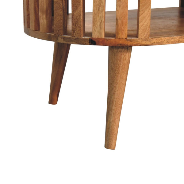 HomeRoots 32" Elegant Solid Oak Oval Coffee Table with Lower Shelf – Handcrafted, Durable & Versatile Design 657342