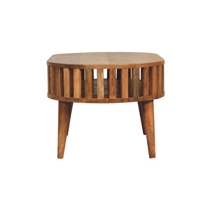 HomeRoots 32" Elegant Solid Oak Oval Coffee Table with Lower Shelf – Handcrafted, Durable & Versatile Design 657342