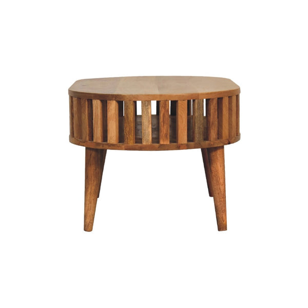 HomeRoots 32" Elegant Solid Oak Oval Coffee Table with Lower Shelf – Handcrafted, Durable & Versatile Design 657342