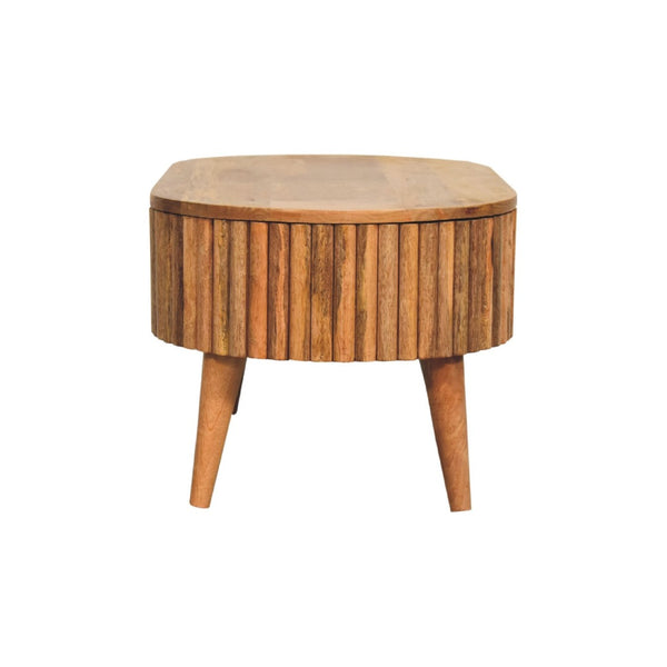 HomeRoots 34" Handcrafted Solid Wood Oval Coffee Table with Drawer - Timeless Design for Modern Living Spaces 657344
