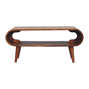 HomeRoots 35" Natural Solid Wood Coffee Table with Shelf - Handcrafted Modern Design for Versatile Living Spaces 657345