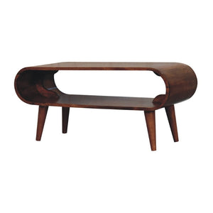 HomeRoots 35" Natural Solid Wood Coffee Table with Shelf - Handcrafted Modern Design for Versatile Living Spaces 657345
