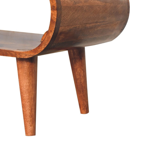 HomeRoots 35" Natural Solid Wood Coffee Table with Shelf - Handcrafted Modern Design for Versatile Living Spaces 657345