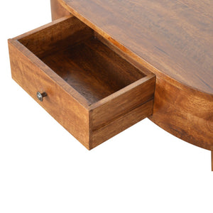 HomeRoots 34" Chestnut Solid Wood Oval Coffee Table with Two Drawers - Elegant Storage for Modern & Classic Homes 657346
