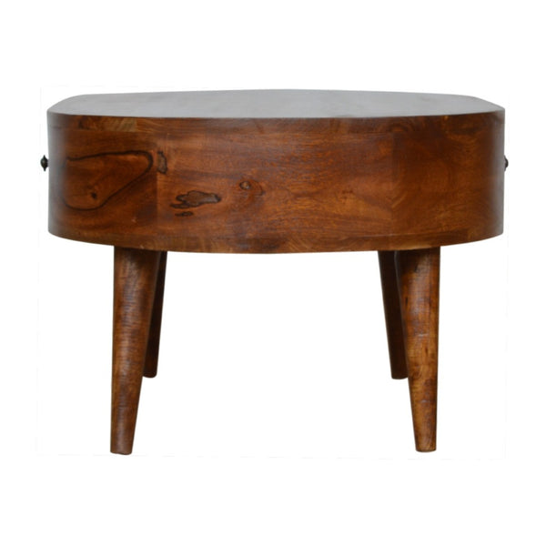 HomeRoots 34" Chestnut Solid Wood Oval Coffee Table with Two Drawers - Elegant Storage for Modern & Classic Homes 657346