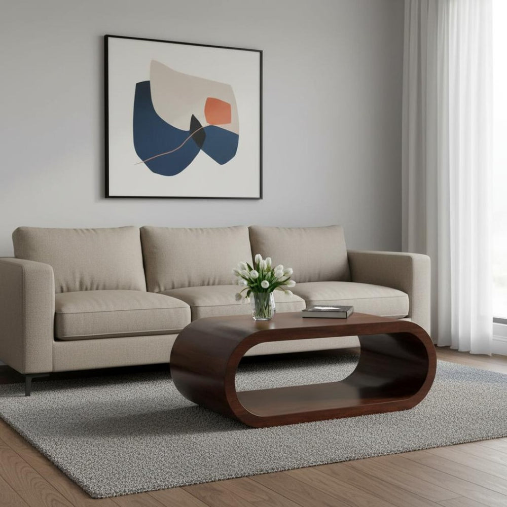 HomeRoots 32" Walnut Solid Wood Coffee Table with Shelf – Stylish Storage for Modern & Traditional Spaces 657347