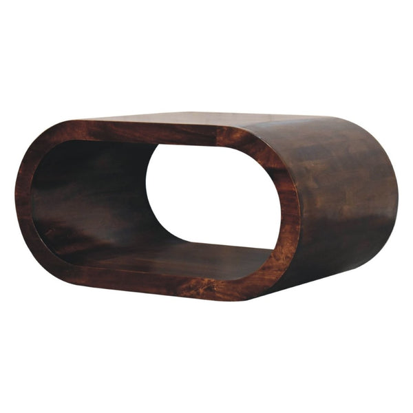 HomeRoots 32" Walnut Solid Wood Coffee Table with Shelf – Stylish Storage for Modern & Traditional Spaces 657347