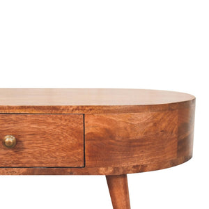 HomeRoots 33" Natural Solid Wood Oval Coffee Table with Integrated Drawer for Stylish Living Room Storage 657348