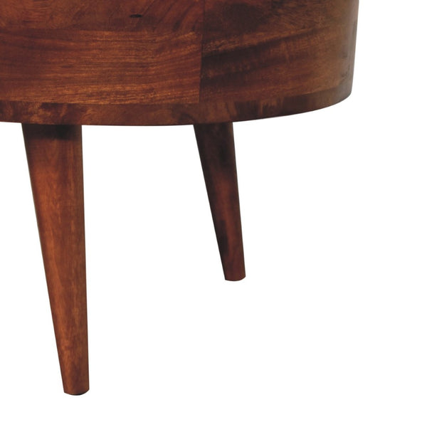 HomeRoots 33" Natural Solid Wood Oval Coffee Table with Integrated Drawer for Stylish Living Room Storage 657348