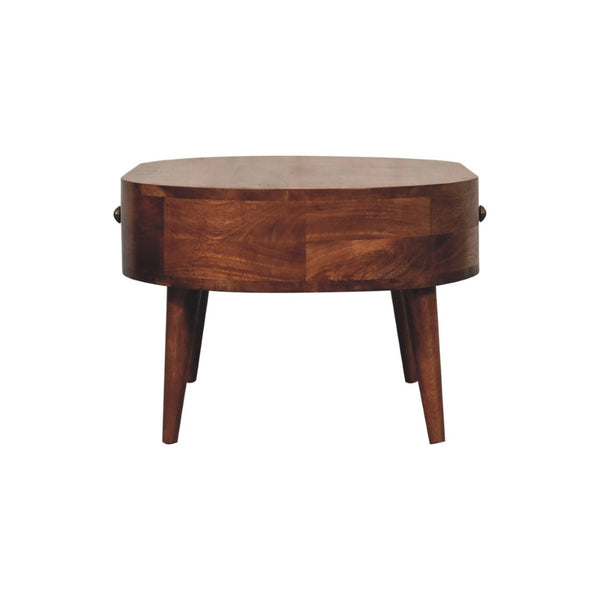 HomeRoots 33" Natural Solid Wood Oval Coffee Table with Integrated Drawer for Stylish Living Room Storage 657348